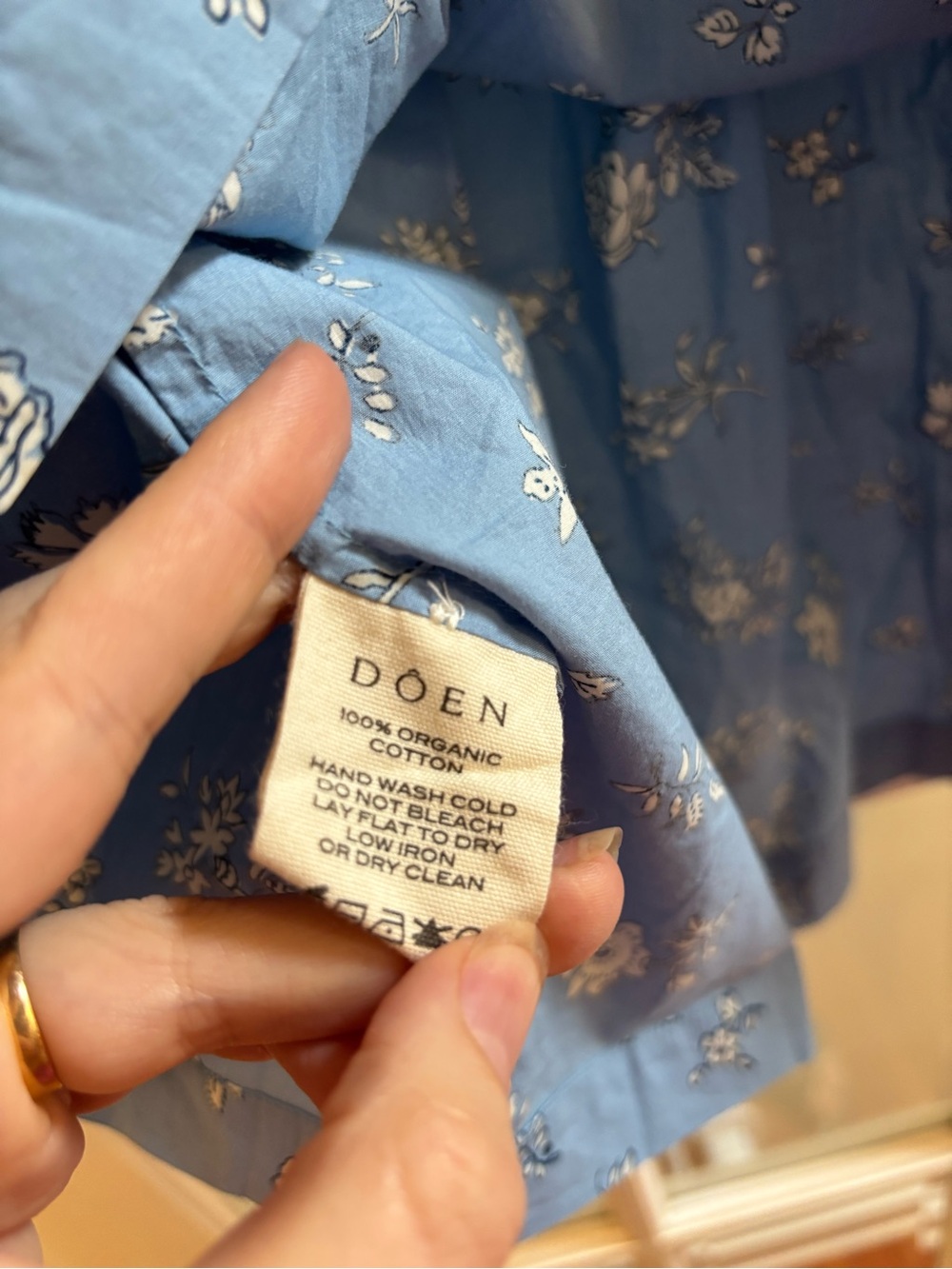 Doen Light Blue “Tennessee” Floral Peasant Top - Picture 5 of 5